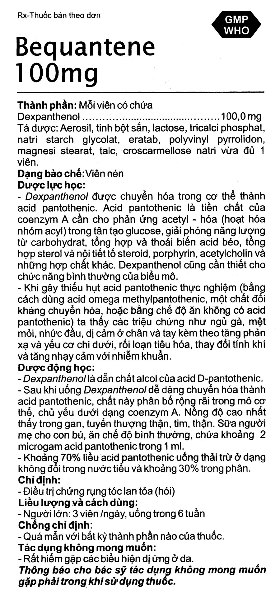 Bequantene 100mg trị rụng tóc lan tỏa (2 vỉ x 10 viên) - 5